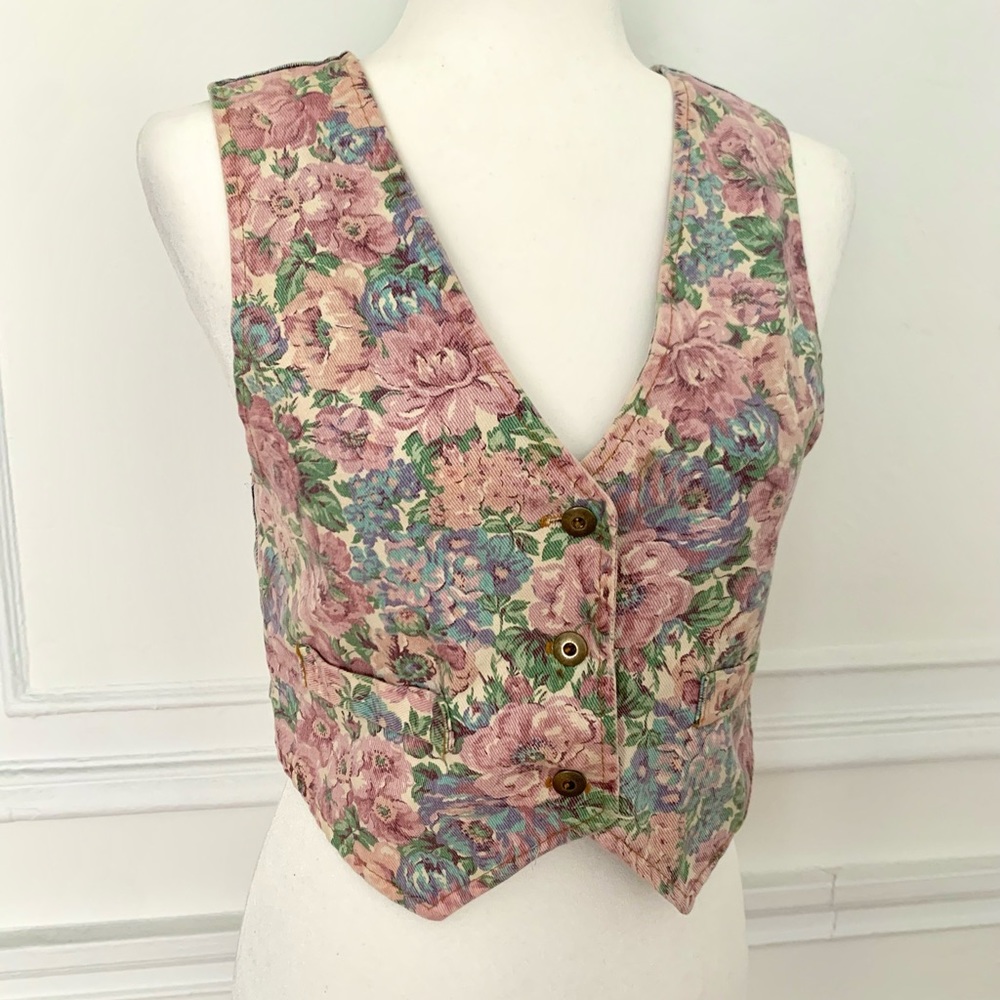 Vintage Floral Denim Vest
